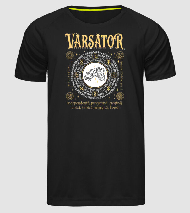 Zodiac femeie VĂRSĂTOR golden model negru pe tricou