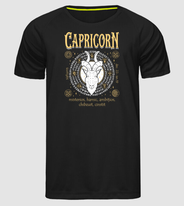 Zodiac bărbat CAPRICORN golden model negru pe tricou