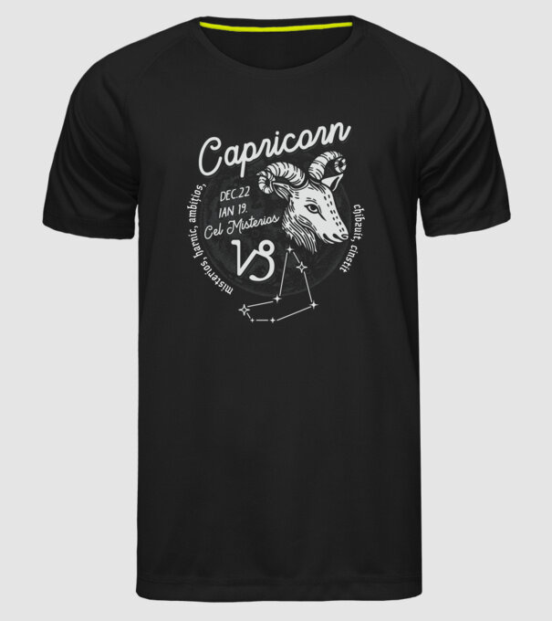 Zodiac bărbat CAPRICORN retro model negru pe tricou