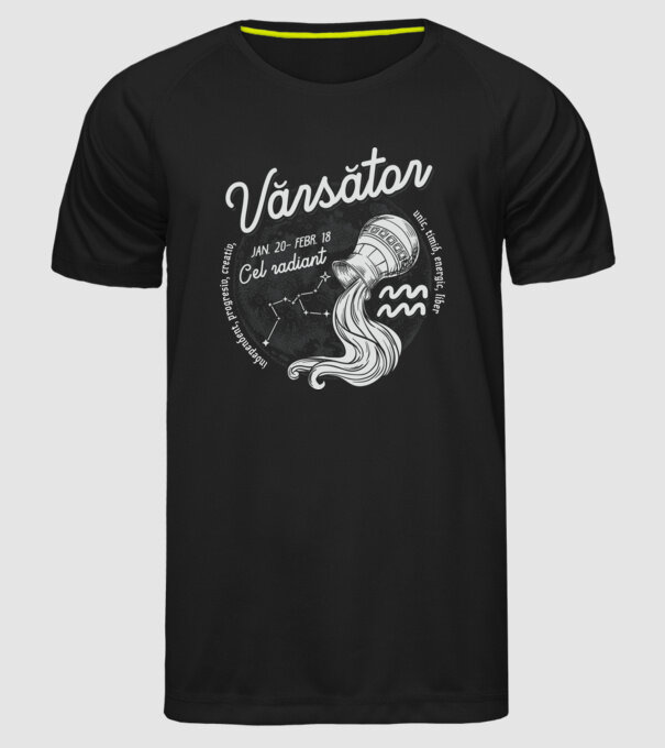 Zodiac bărbat VĂRSĂTOR retro model negru pe tricou