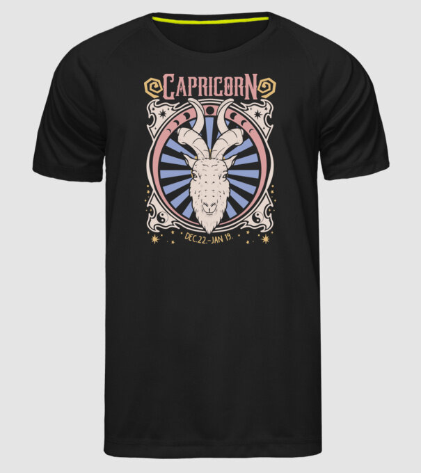 Zodiac Vintage CAPRICORN model negru pe tricou