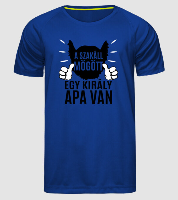 În spatele acestei bărbi se află un tată cool model albastru regal pe tricou