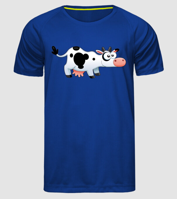 Cow model albastru regal pe tricou