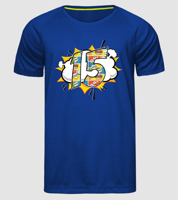Birthday Comic Number 15 model albastru regal pe tricou