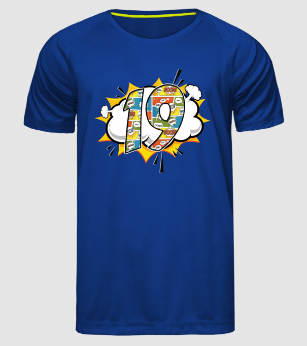 Birthday Comic Number 19 model albastru regal pe tricou