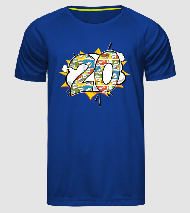 Birthday Comic Number 20 model albastru regal pe tricou