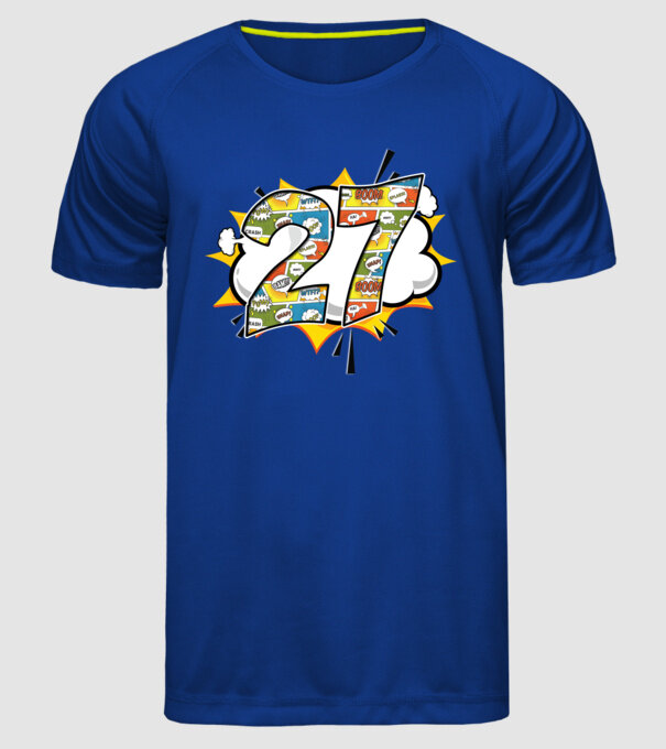 Birthday Comic Number 27 model albastru regal pe tricou