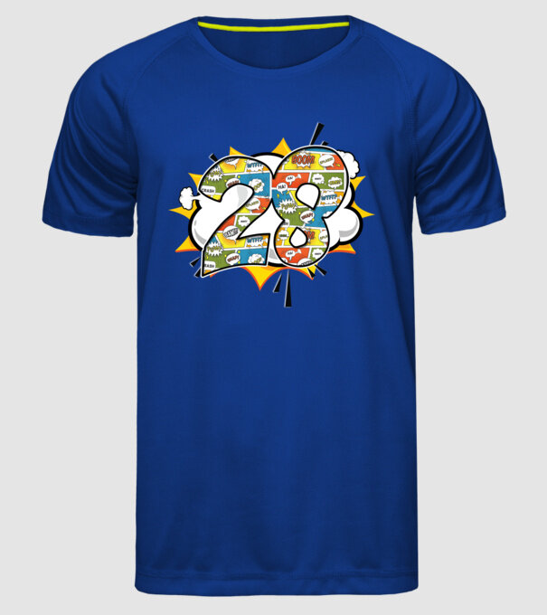 Birthday Comic Number 28 model albastru regal pe tricou
