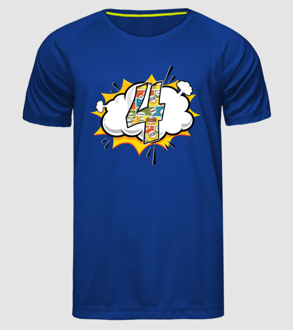 Birthday Comic Number 4 model albastru regal pe tricou