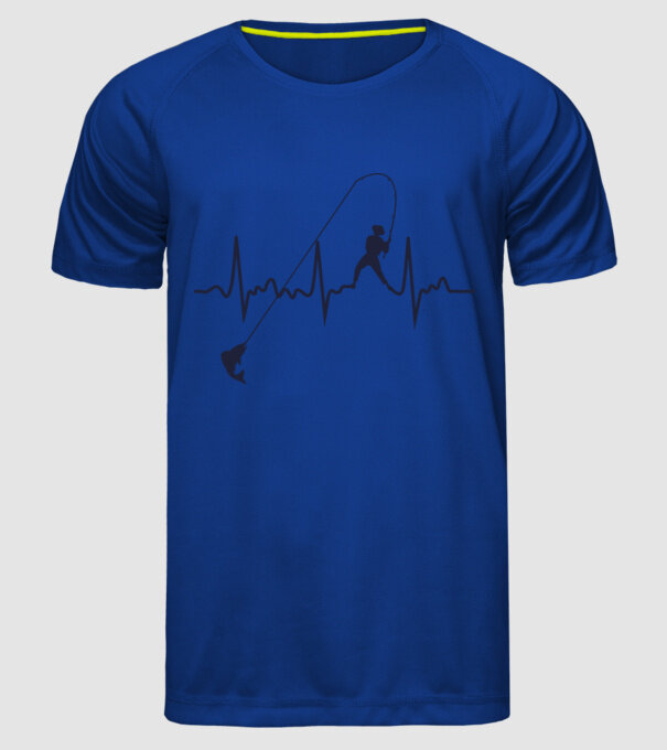 fishing heartbeat model albastru regal pe tricou