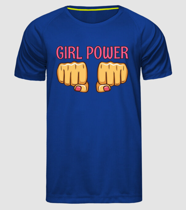 Girl Fist model albastru regal pe tricou