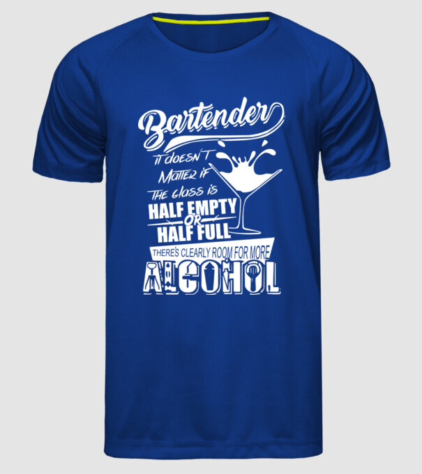 Half empty or half full model albastru regal pe tricou