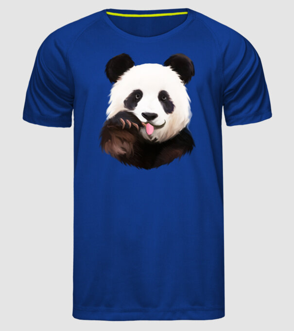 Panda face model albastru regal pe tricou