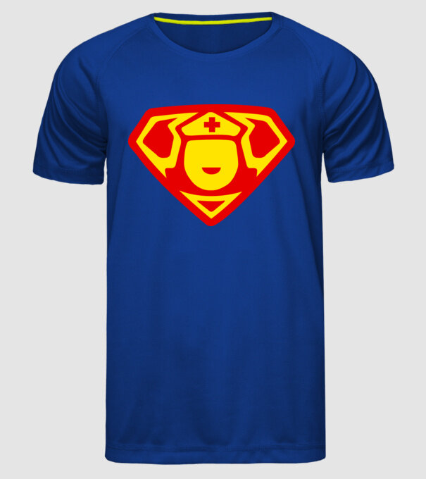 super nurse model albastru regal pe tricou
