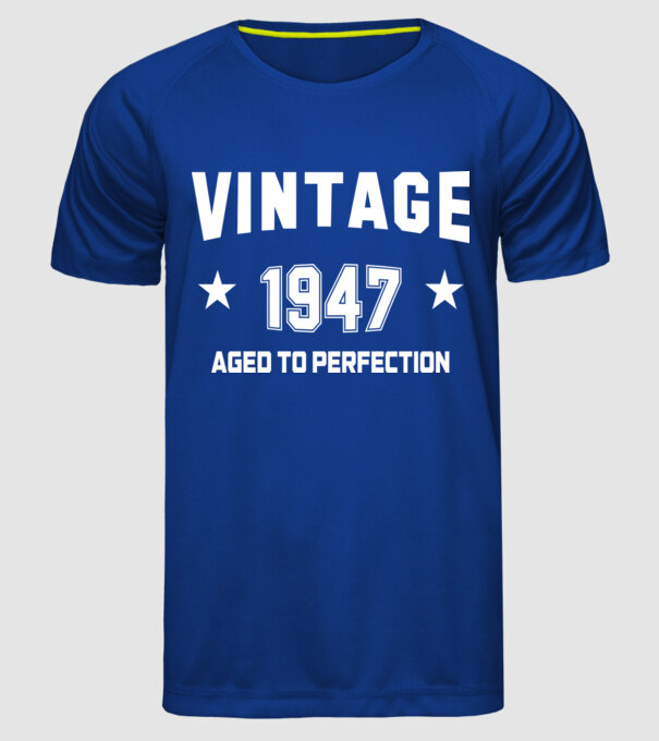 Vintage - 1947 model albastru regal pe tricou