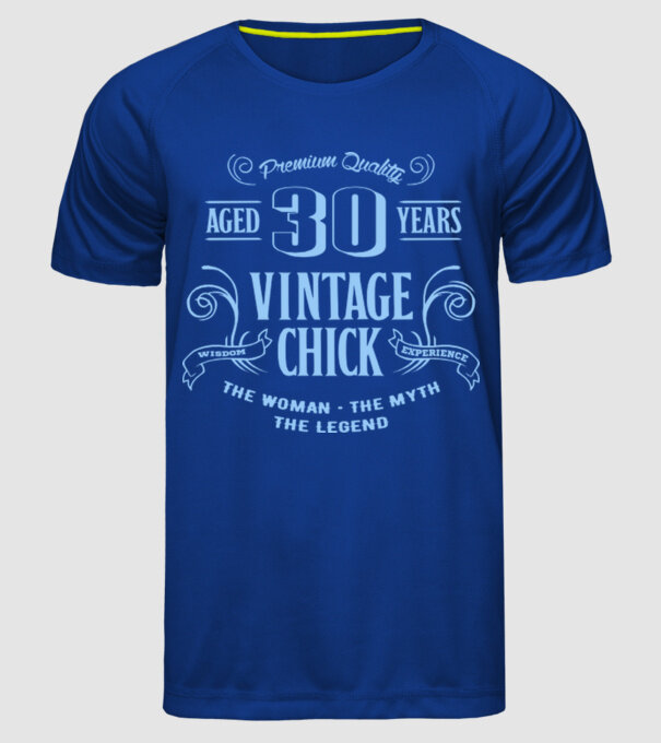 Vintage chick - 30 model albastru regal pe tricou