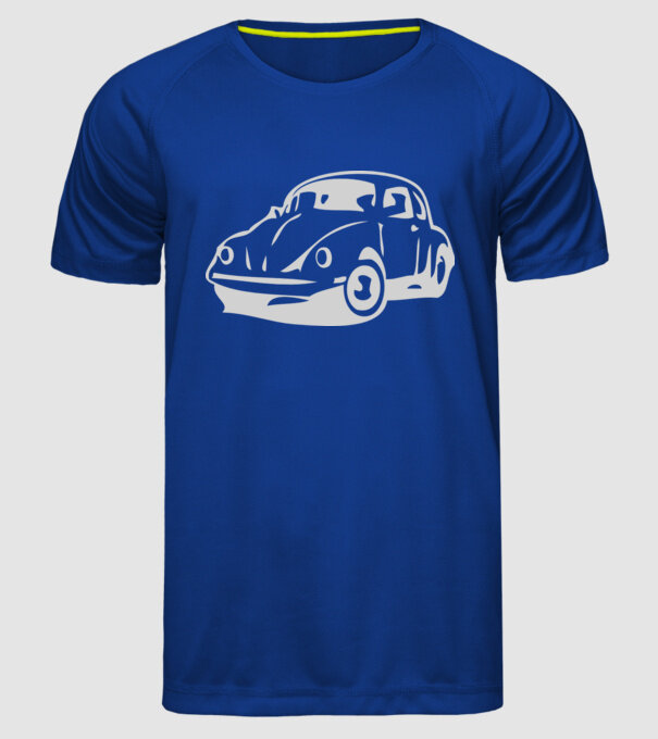 vw beetle model albastru regal pe tricou