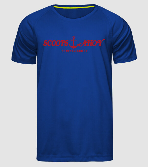 scoops and ahoy stranger things model albastru regal pe tricou