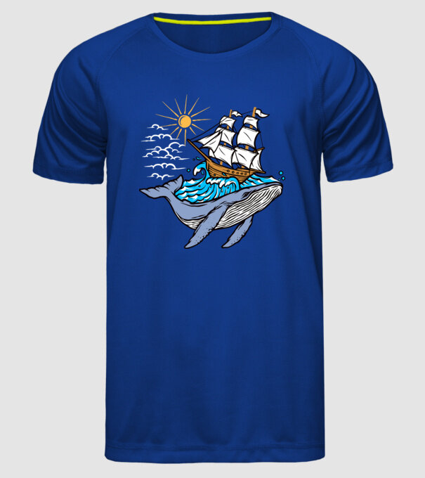 Vapoare model albastru regal pe tricou
