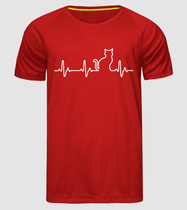 cat ekg model roșu pe tricou
