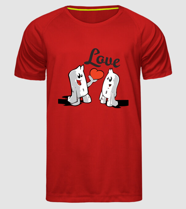 dragoste interesantă model roșu pe tricou