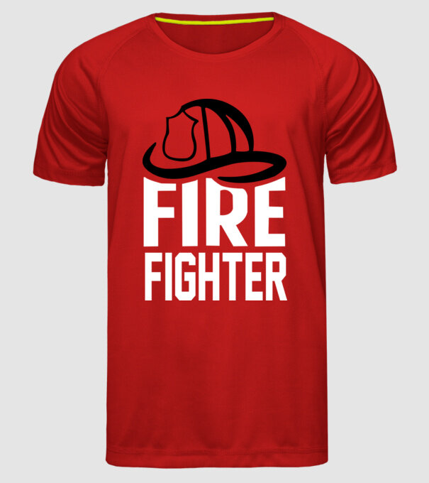 Fire fighter model roșu pe tricou