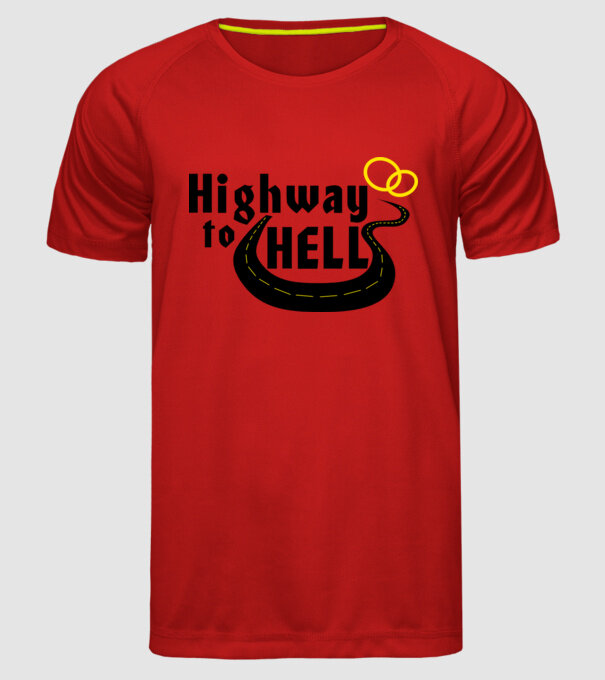 Highway to hell simple model roșu pe tricou