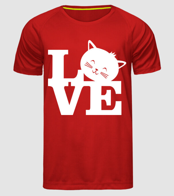Love Pisică model roșu pe tricou