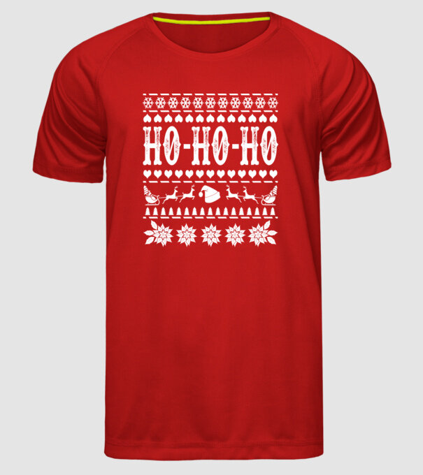 Ugly sweater hohoho model roșu pe tricou