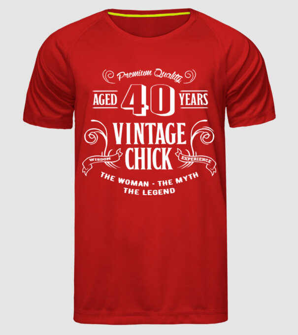Vintage chick - 40 model roșu pe tricou