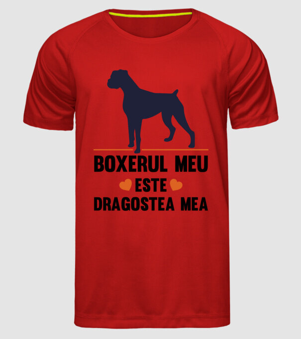 boxerul meu este dragostea mea model roșu pe tricou