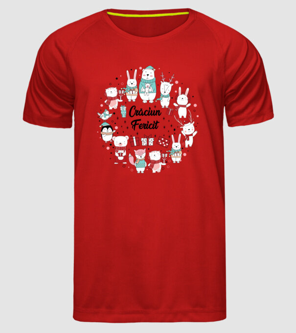 Crăciun Fericit model roșu pe tricou
