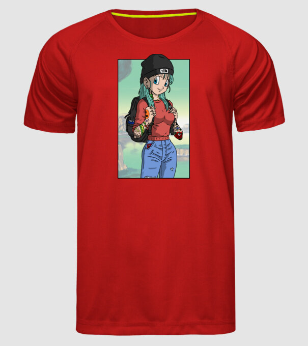 dragon ball bulma model roșu pe tricou