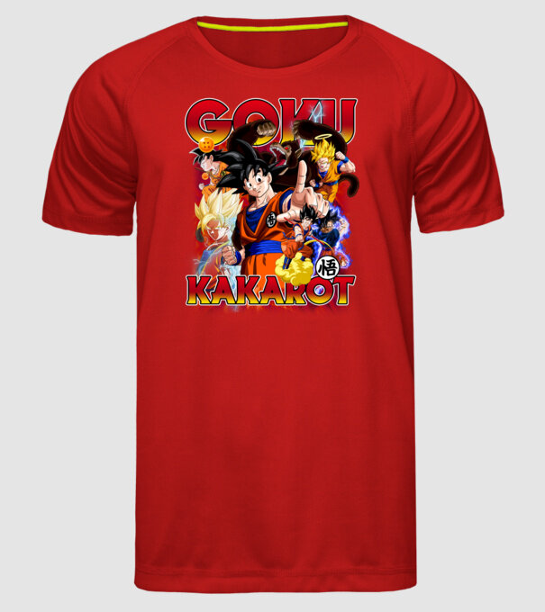 goku dragonball model roșu pe tricou
