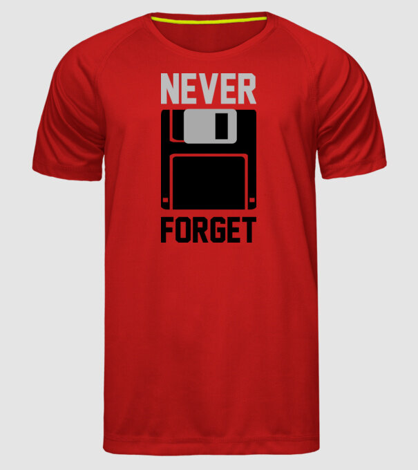 Never Forget model roșu pe tricou