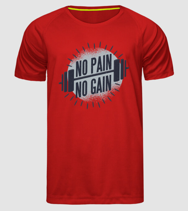 No pain no gain round model roșu pe tricou