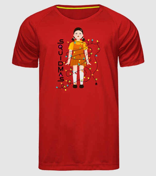 squidmas girl model roșu pe tricou