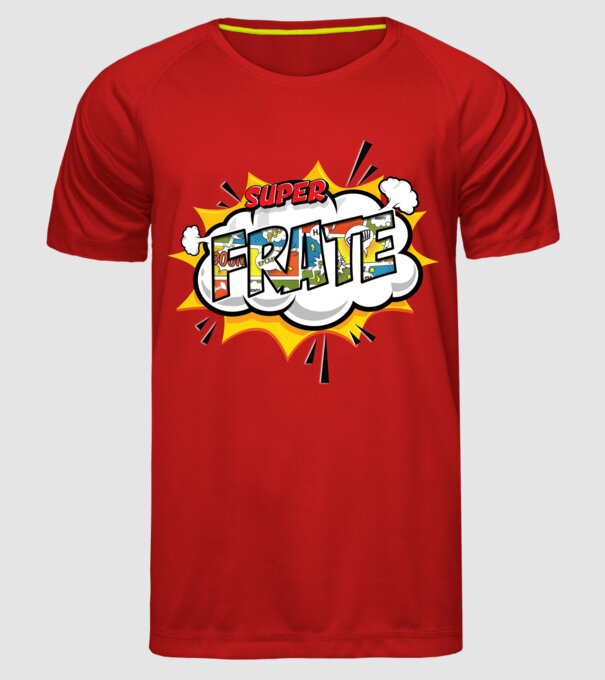 Super Frate model roșu pe tricou