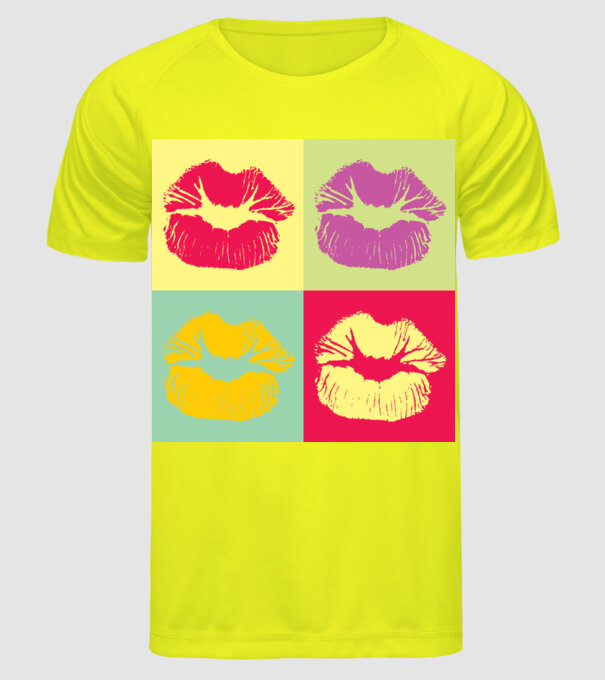 Pop Art Kiss model galben neon pe tricou
