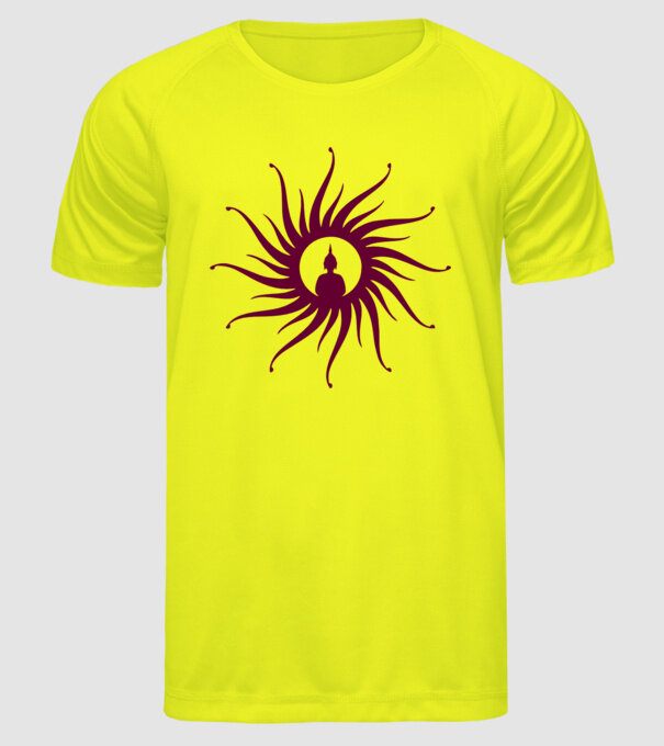 buddha circle model galben neon pe tricou