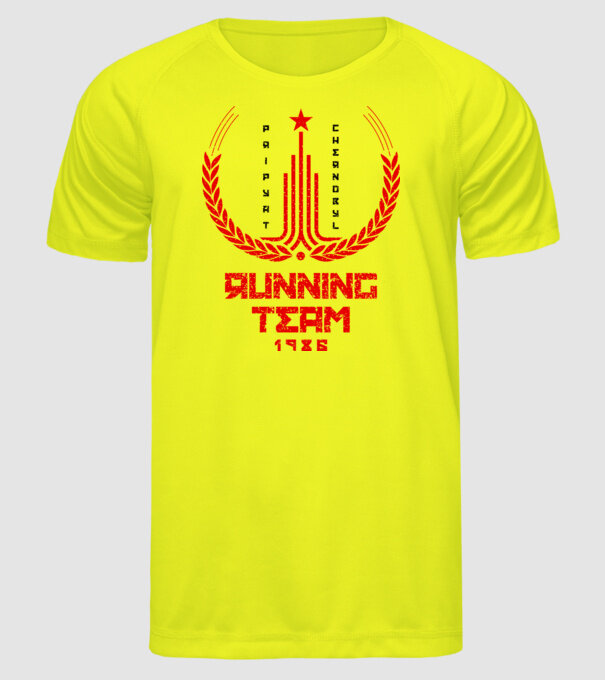 Chernobyl Running team model galben neon pe tricou