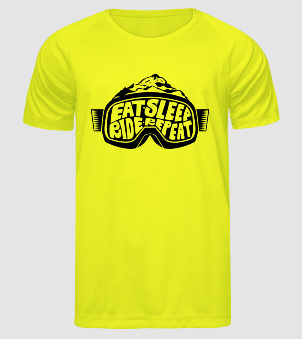 Eat sleep ride repeat model galben neon pe tricou