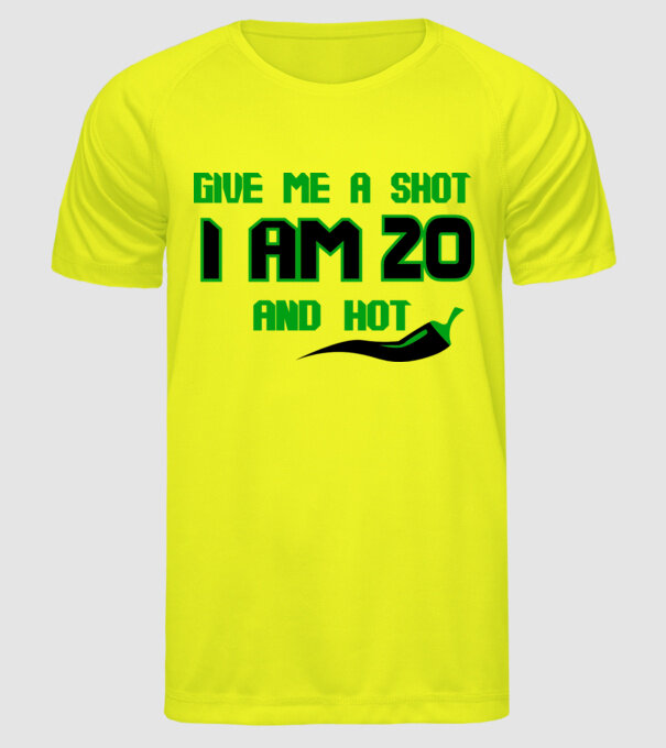 Give me a shot - 20 model galben neon pe tricou