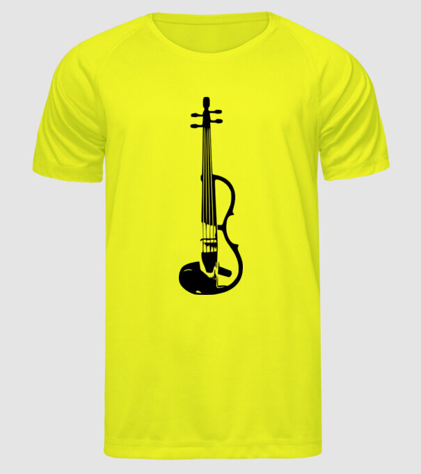 Vioară model galben neon pe tricou