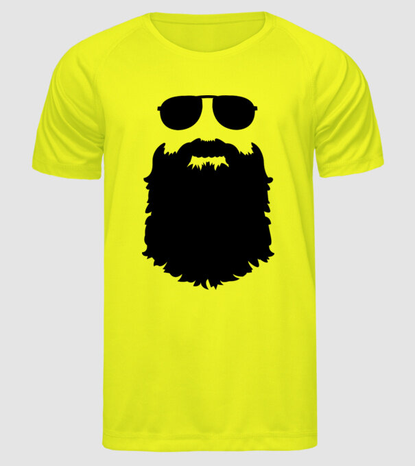 Barbă Hipster model galben neon pe tricou