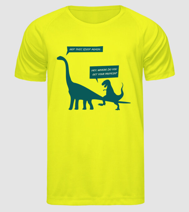 idiot dinosaur vegan model galben neon pe tricou