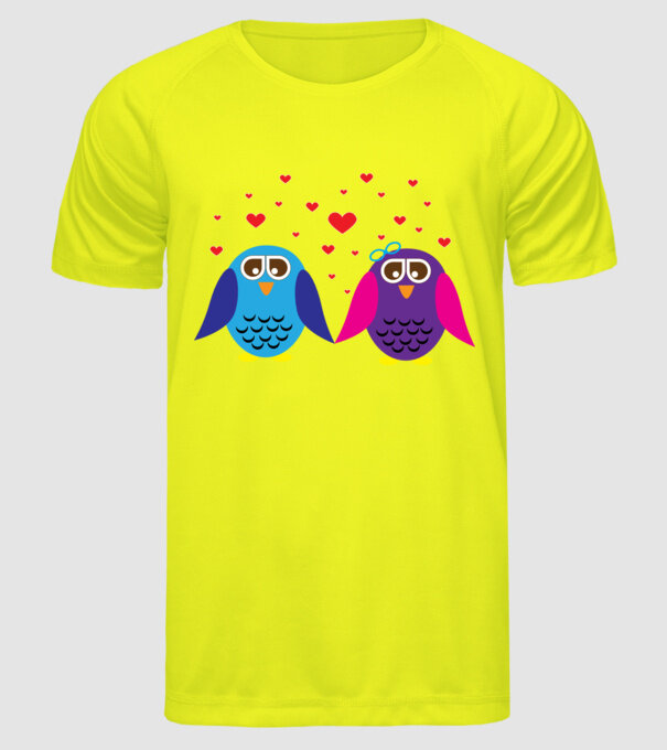 Owl Love model galben neon pe tricou