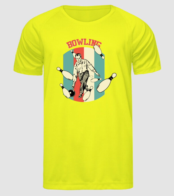 Retro Bowling model galben neon pe tricou