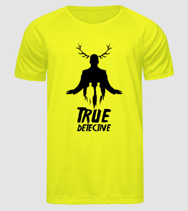 True Detective model galben neon pe tricou