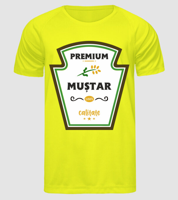muștar premium - calitate model galben neon pe tricou